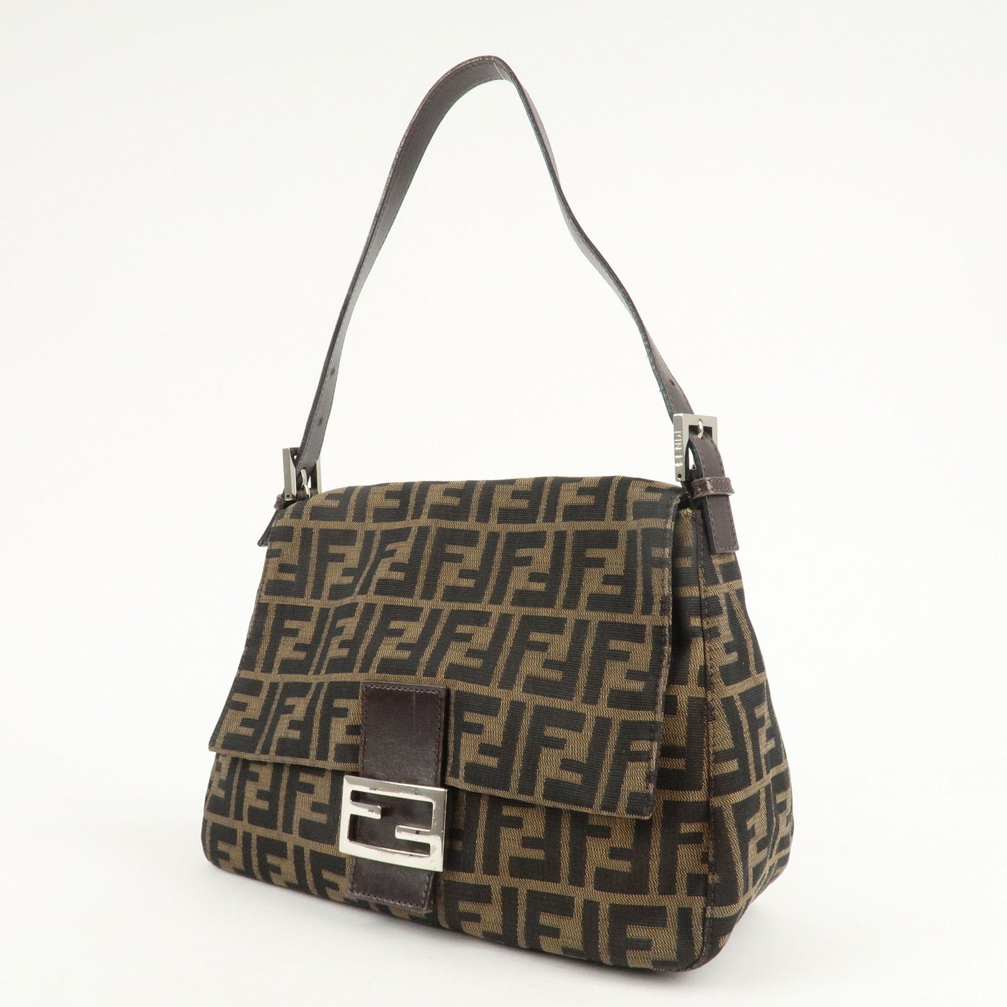 FENDI Mamma Baguette Zucca Canvas Leather Shoulder Bag 26325  d
