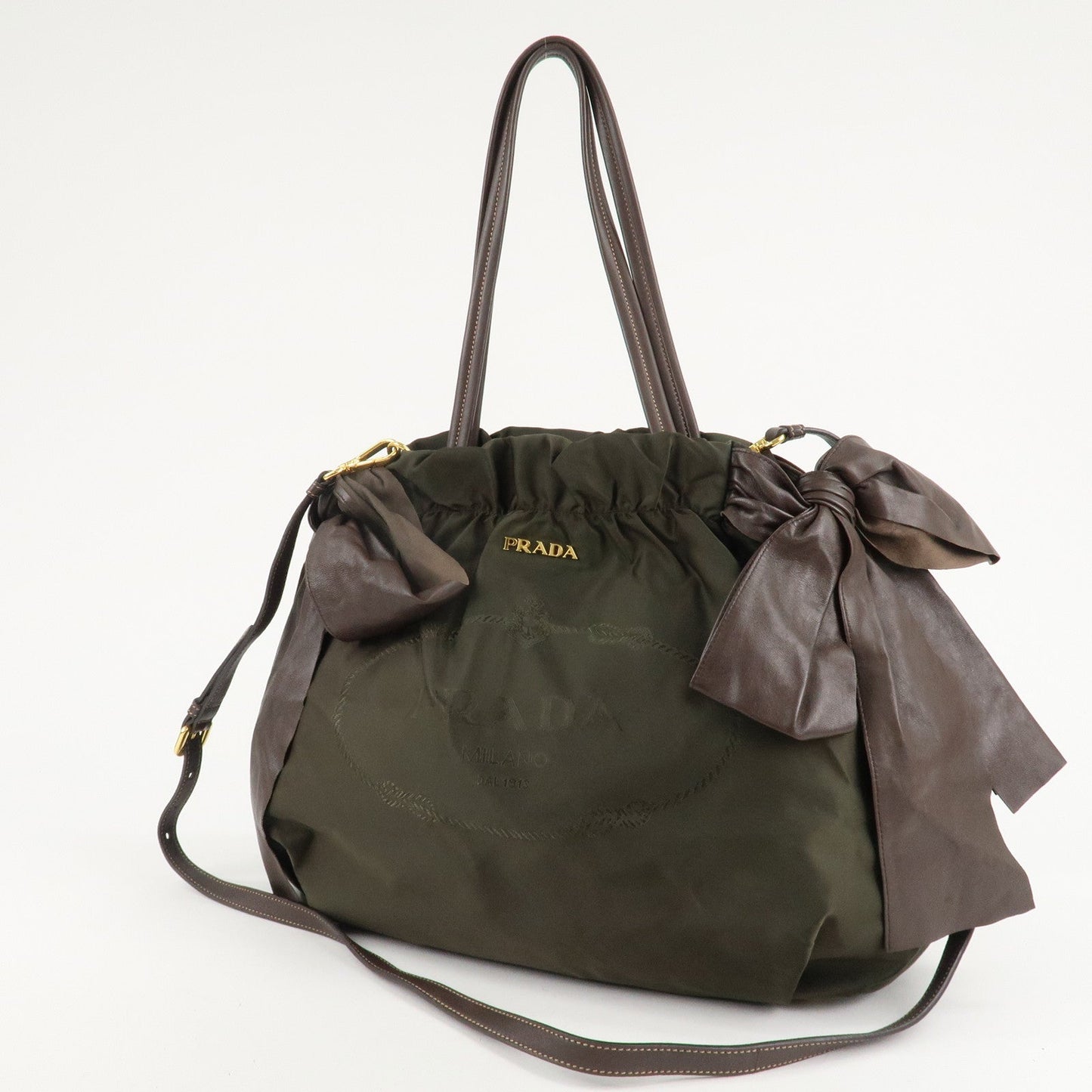 PRADA Leather Ribbon 2Way Bag Hand Bag Shoulder Bag BN1760  d