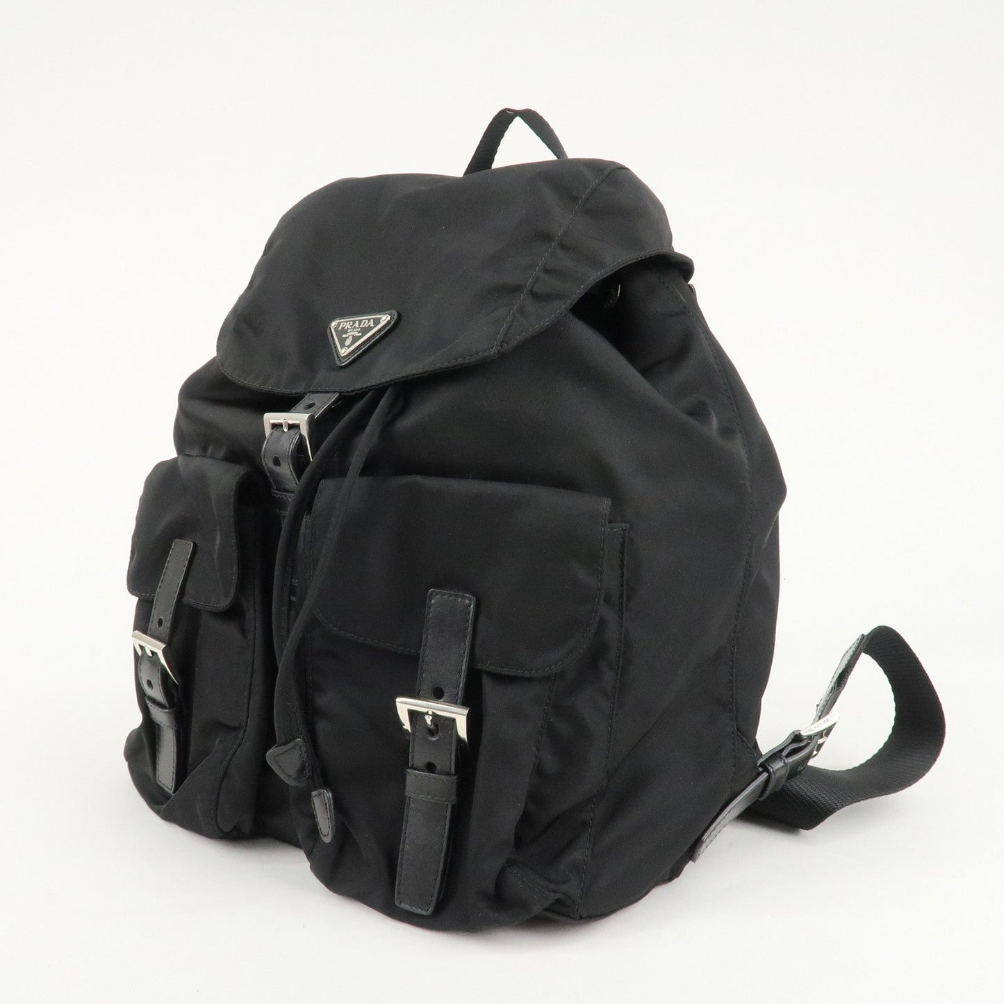 PRADA Logo Nylon Leather Back Pack Ruck Sack NERO Black BZ2811  d