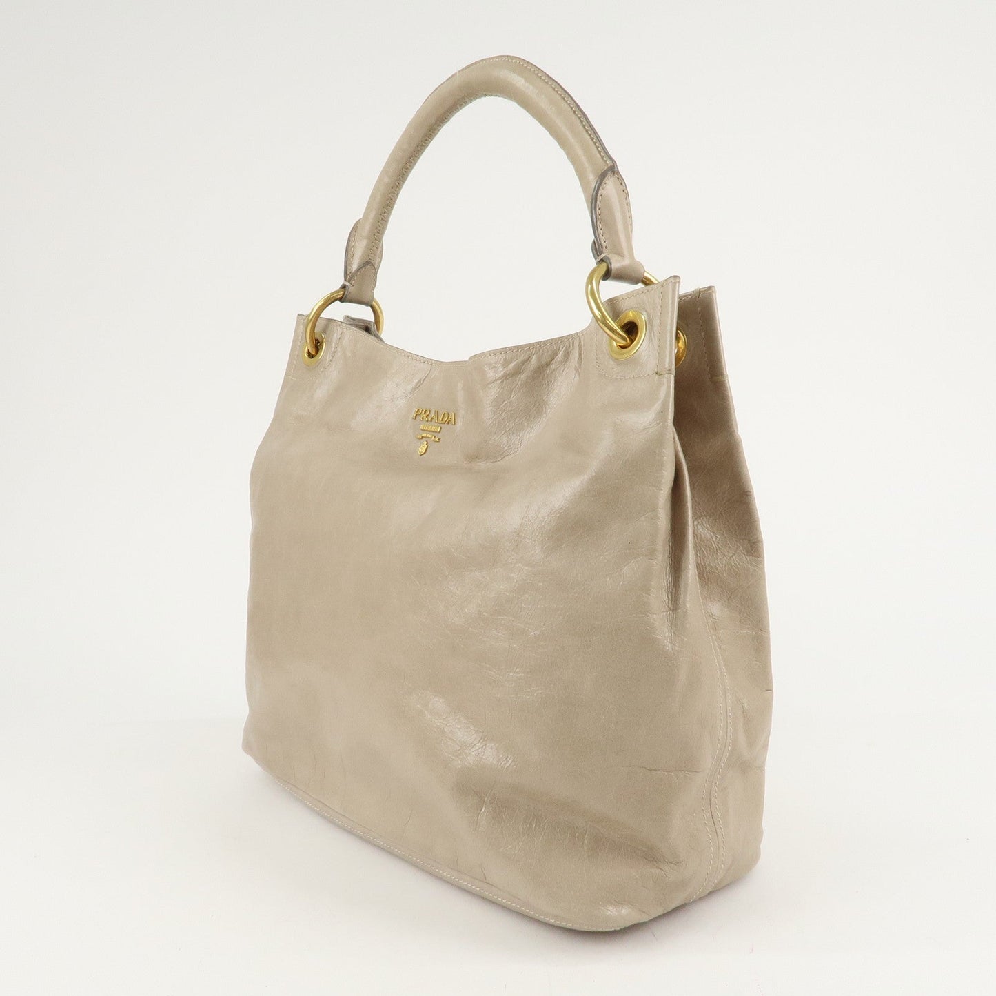 PRADA Leatehr Shoulder Bag Hand Bag Beige  d