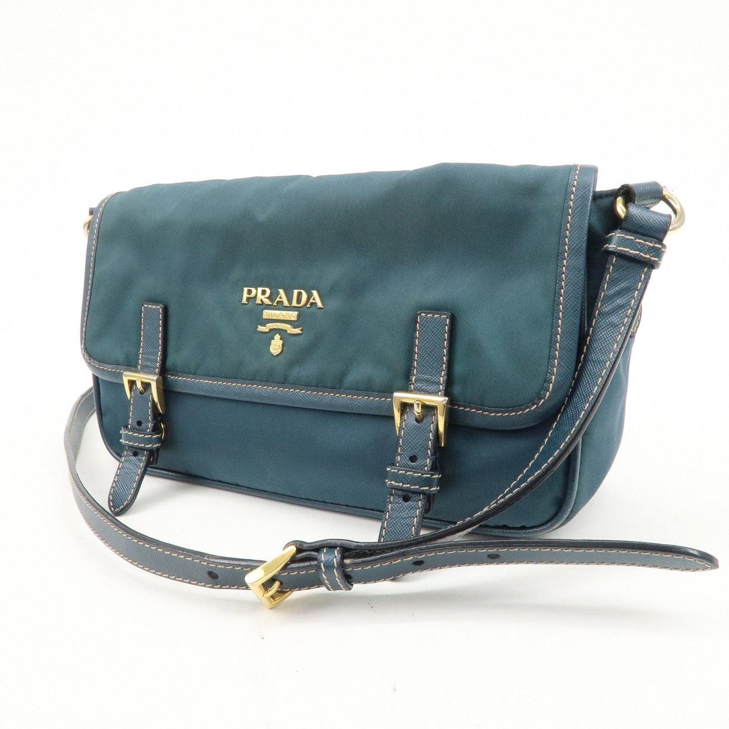 PRADA Nylon Leather Shoulder Bag Crossbody Bag Green BT0772  d
