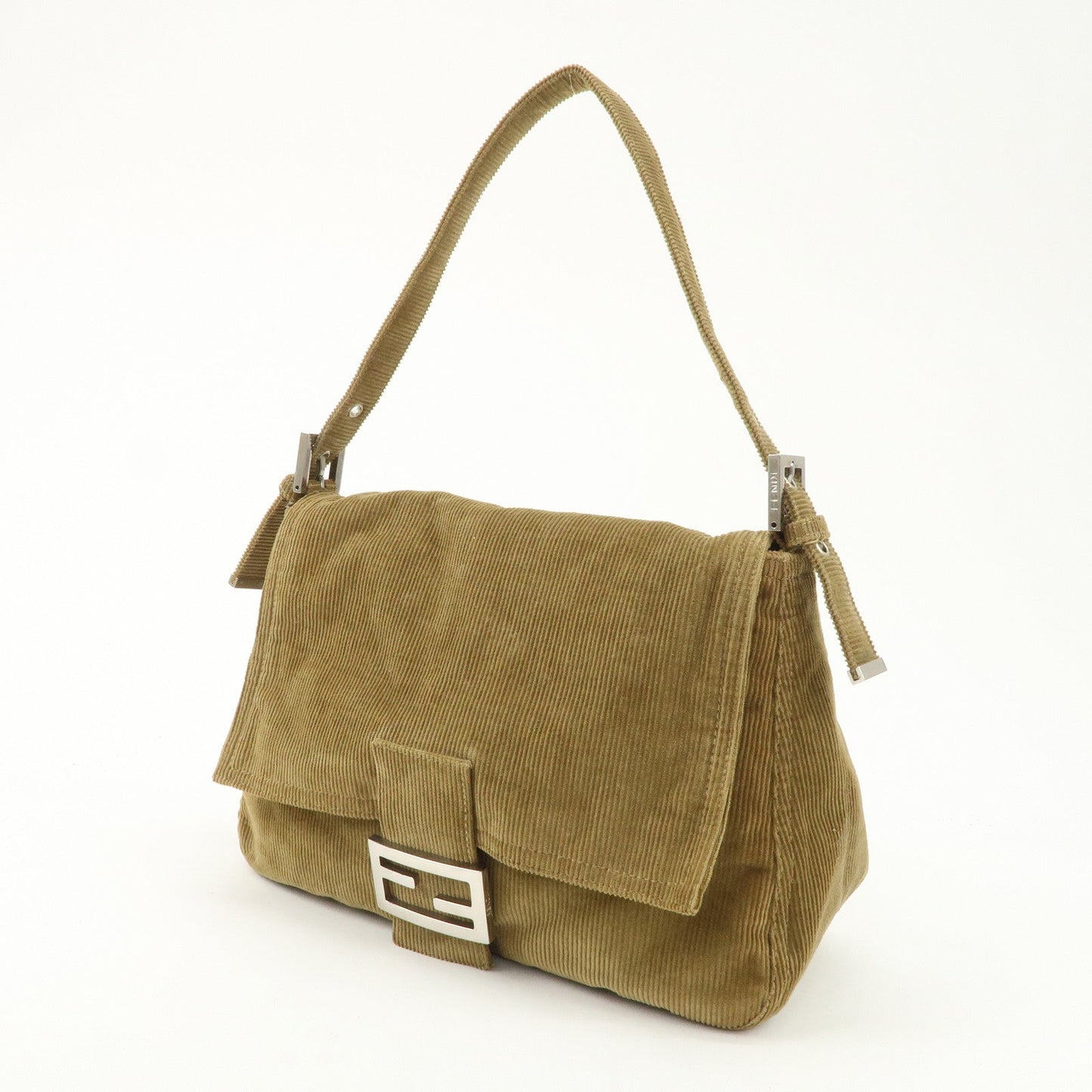 FENDI Mamma Baguette Corduroy Shoulder Bag Khaki 26325  d