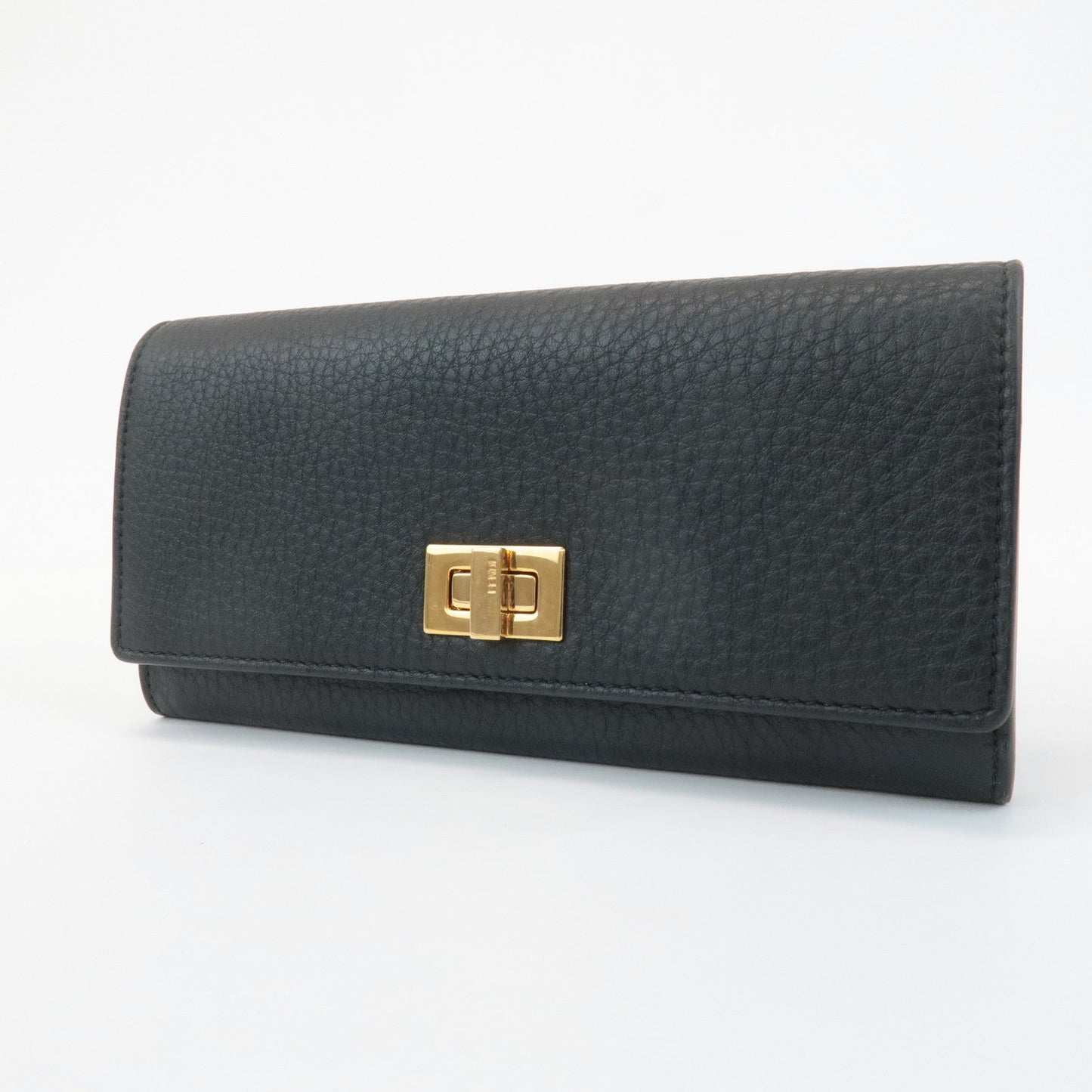 FENDI Leather Peekaboo Bi-fold Long Wallet Black 8M0427  d