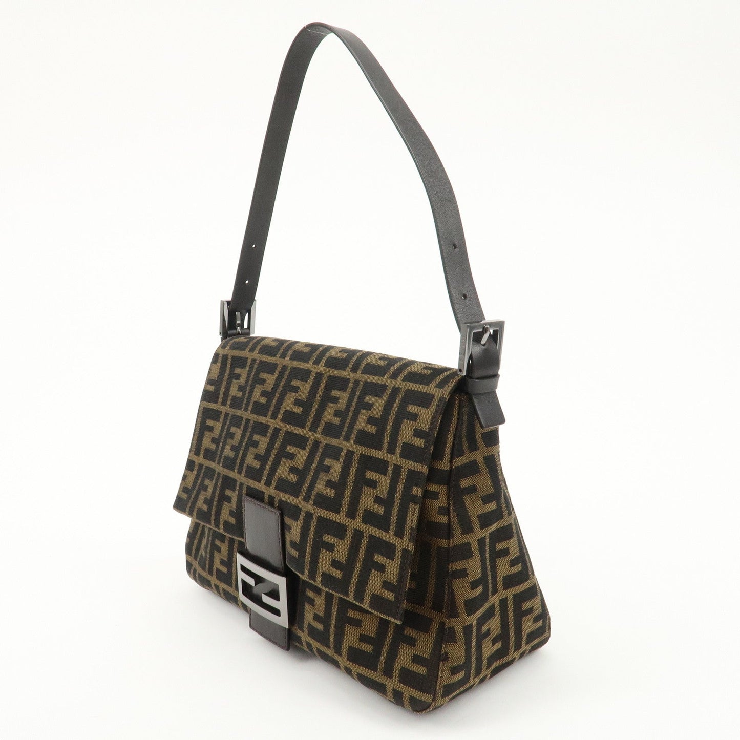 FENDI Mamma Baguette Zucca Canvas Leather Shoulder Bag 8BR001  d