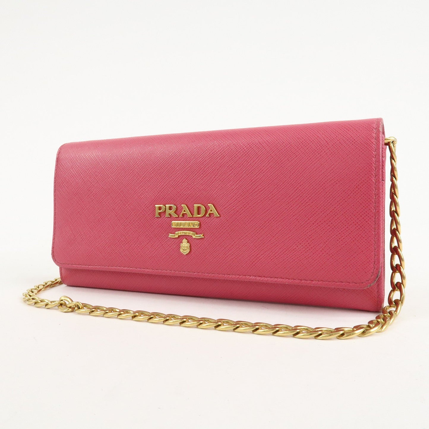 PRADA Saffiano Metal Chain Wallet Shoulder Bag Pink 1DH002  d