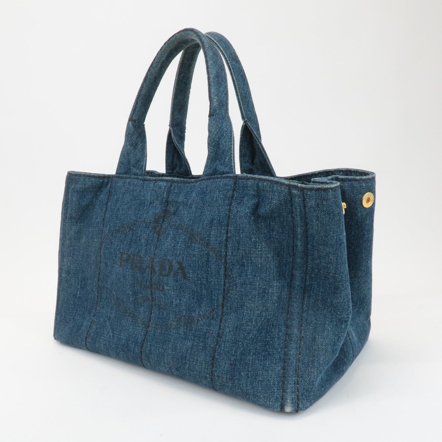 PRADA Canapa Large Canvas Tote Bag Hand Bag Denim Blue B1872B  d
