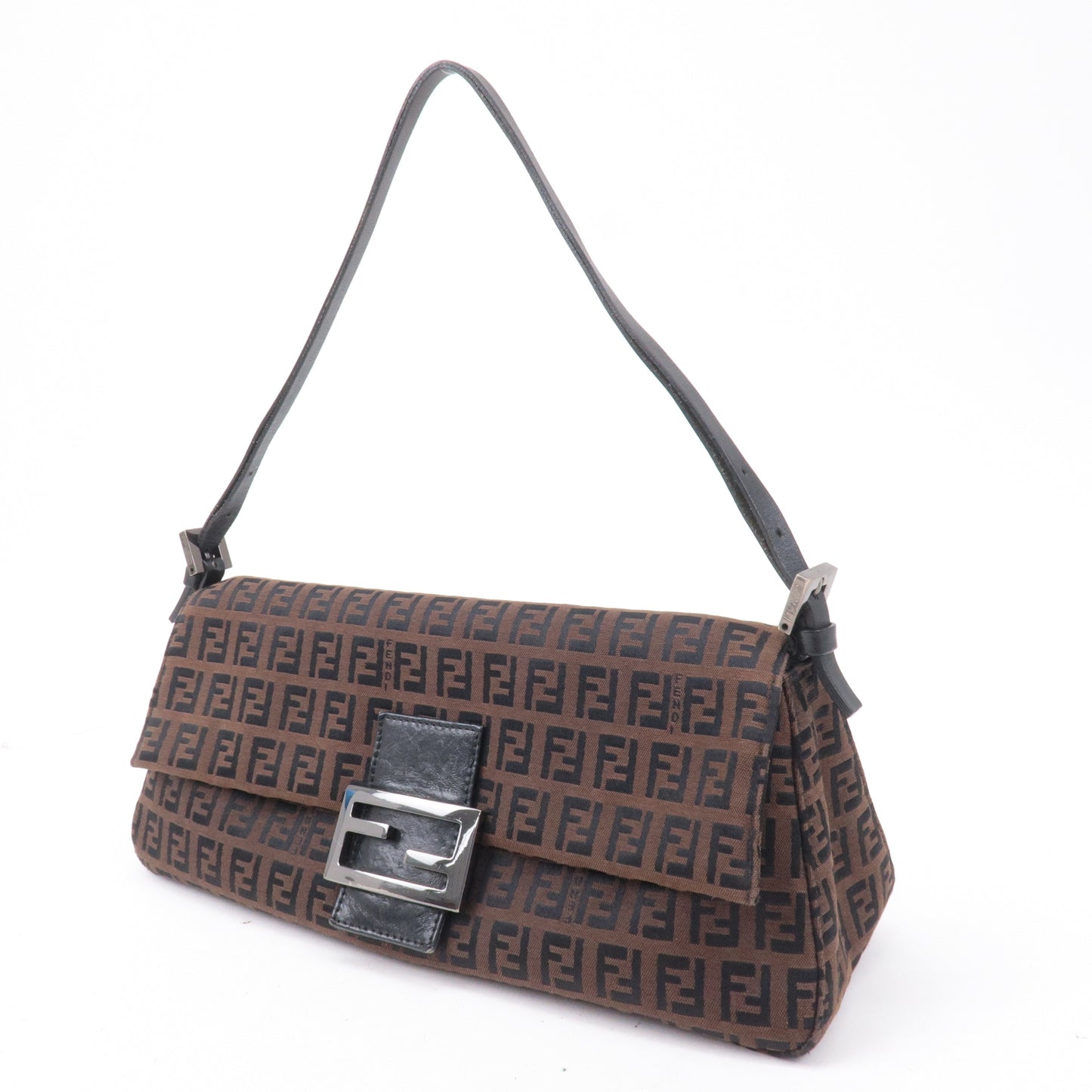 FENDI Mamma Baguette Zucchino Canvas Leather Hand Bag 8BR181