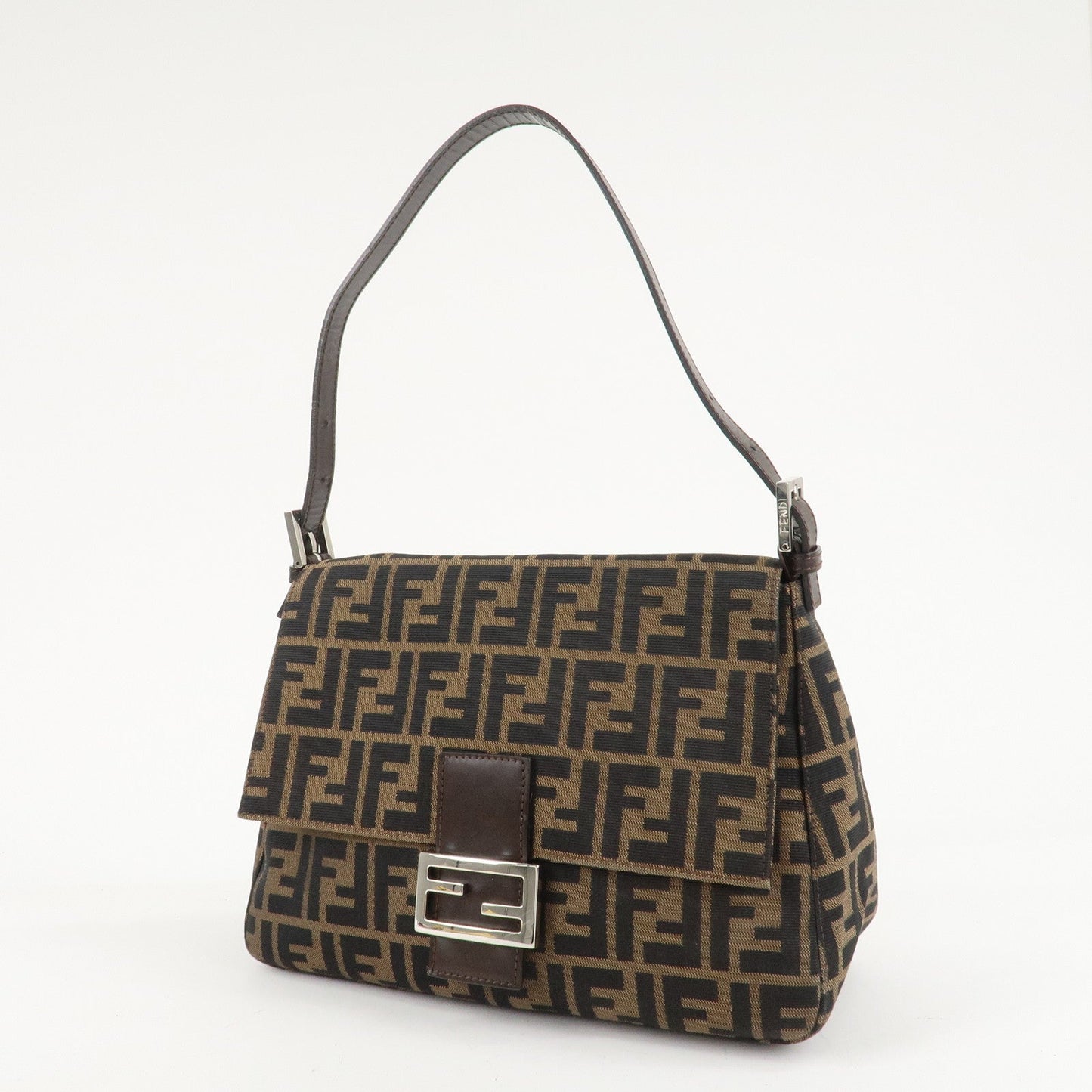 FENDI Mamma Baguette Zucca Canvas Leather Shoulder Bag 26325  d