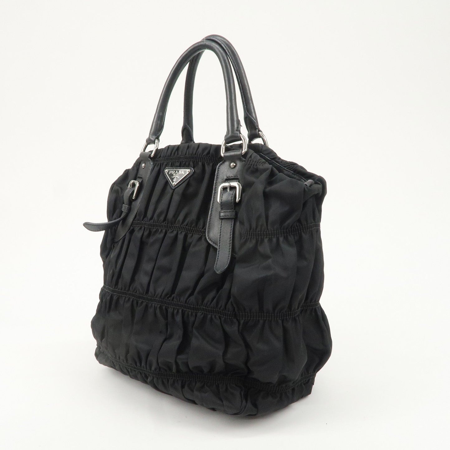 PRADA Logo Nylon Leather Gathered Shoulder Bag BN1616  d