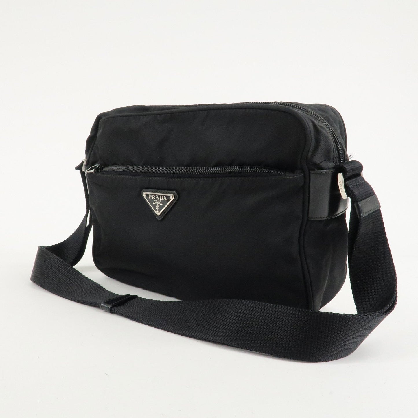 PRADA Logo Nylon Leather Shoulder Bag Crossbody Bag Black  d
