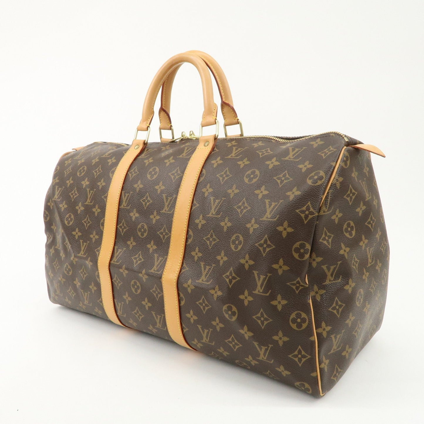 Louis Vuitton Monogram Keep All 50 Boston Bag Brown M41426  d