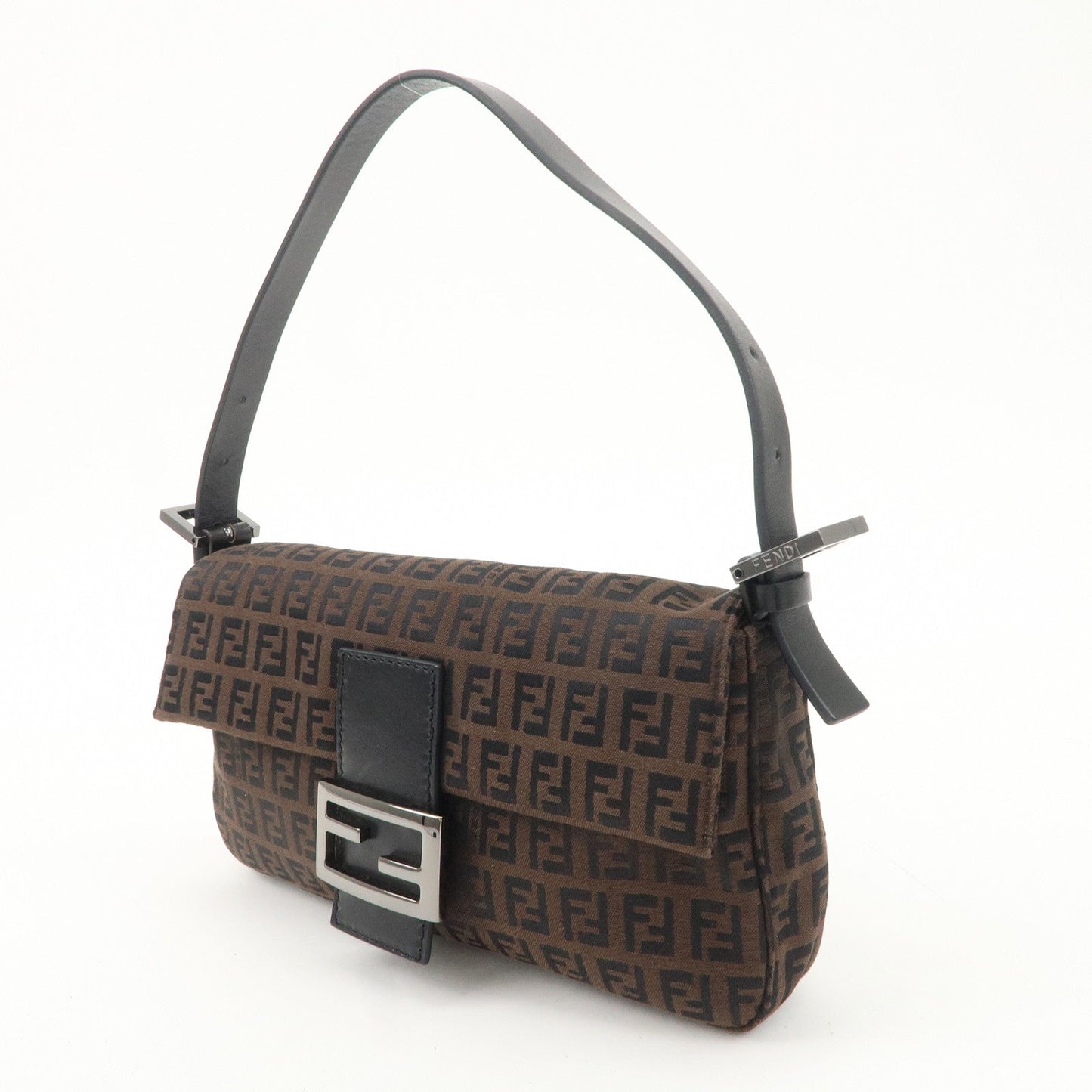 FENDI Mamma Baguette Zucchino Leather Shoulder Bag Brown 8BR000  d