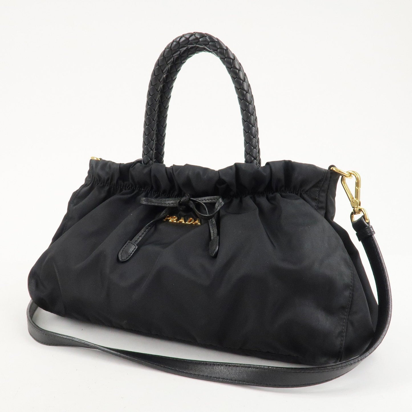 PRADA Nylon Leather Ribbon 2Way Shoulder Bag Black BN1631  d