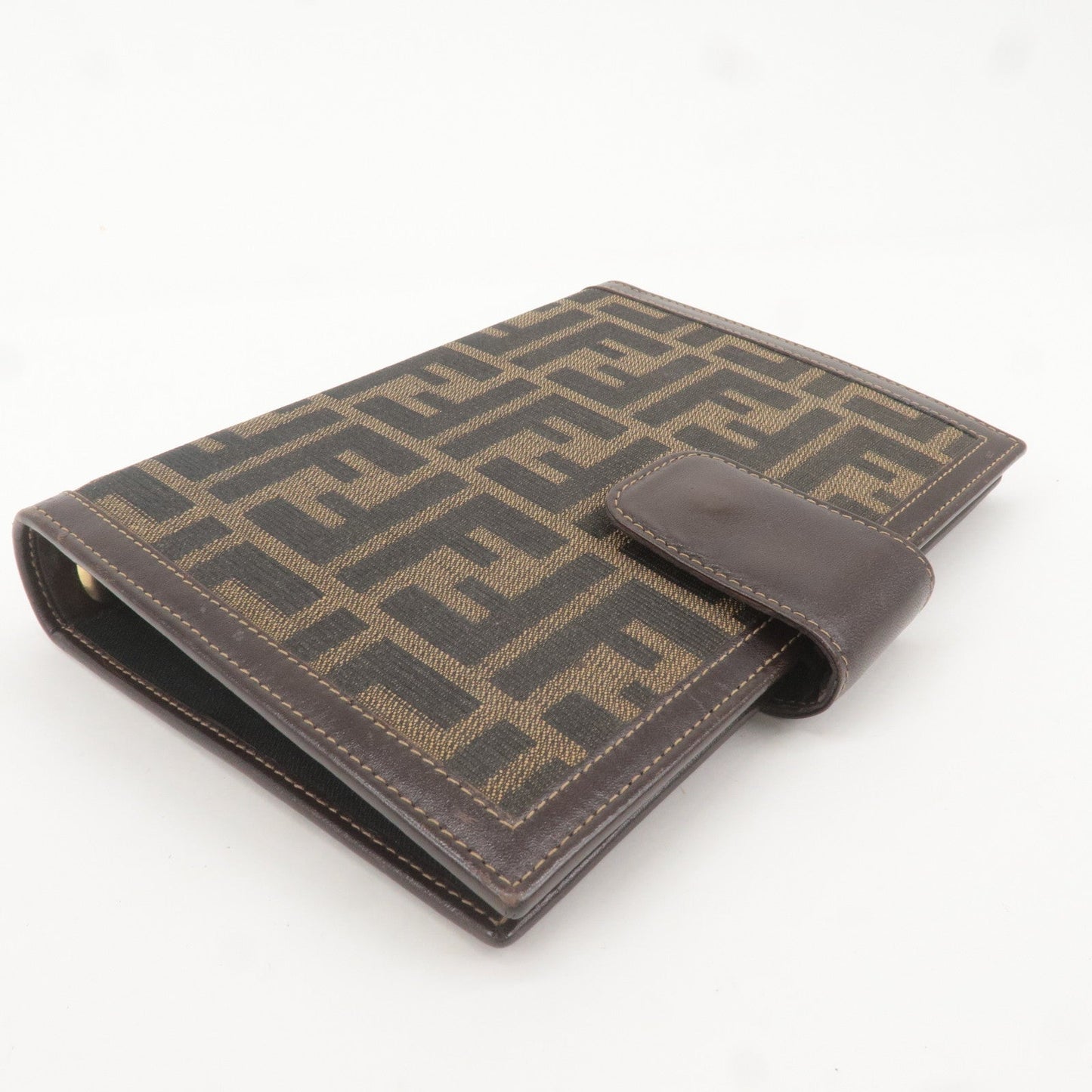 Fendi Zucca Canvas Leather Planner Cover Brown Black 30161