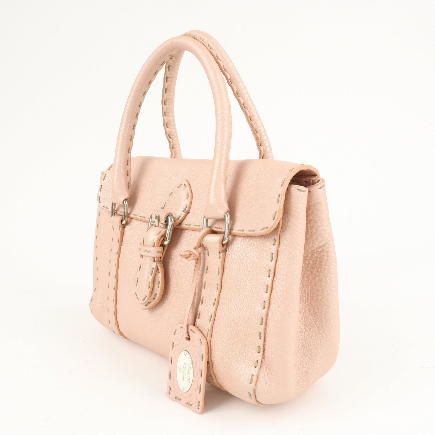 FENDI Selleria Leather Mini Linda Hand Bag Pink 8BR486  d