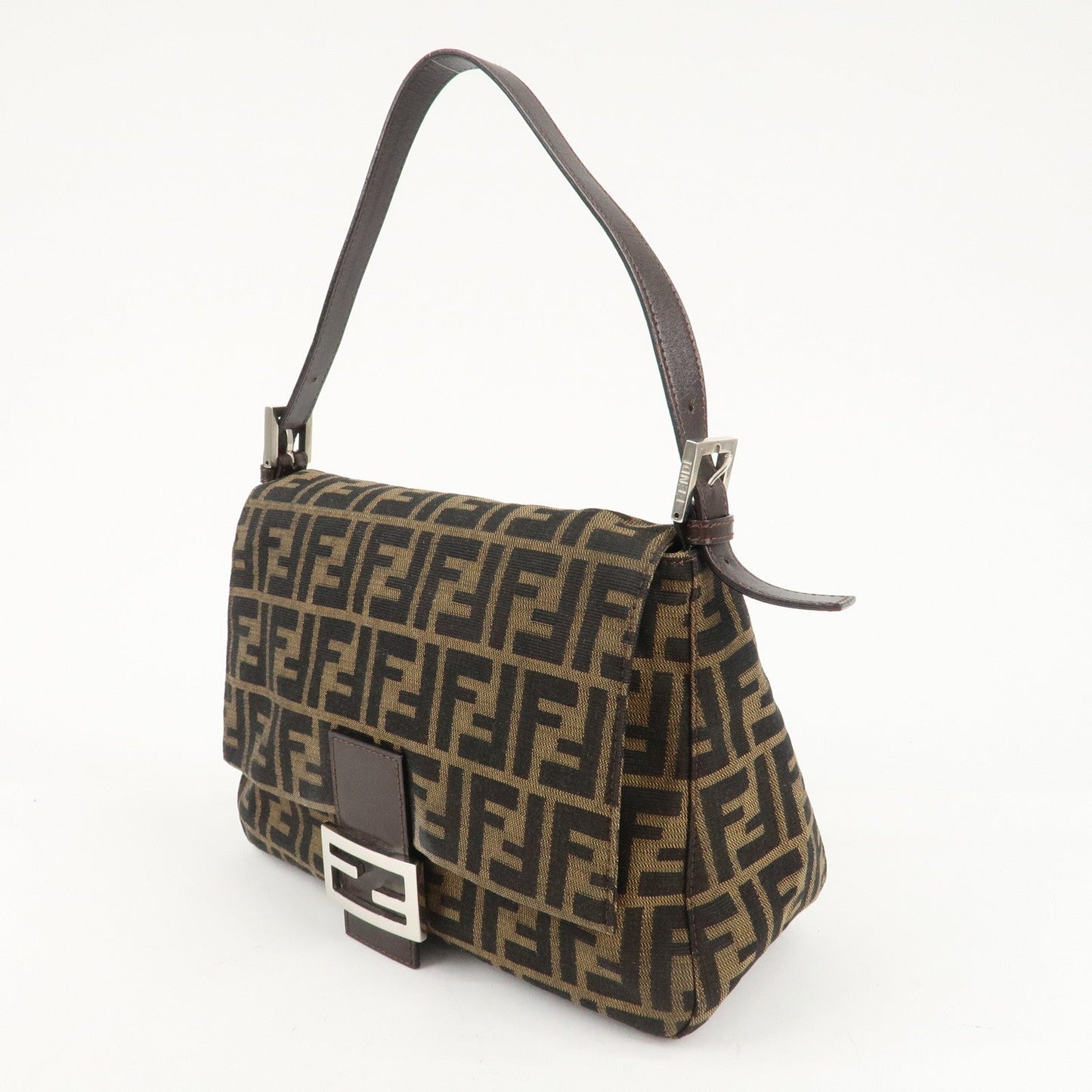 FENDI Mamma Baguette Zucca Canvas Leather Shoulder Bag 26325  d