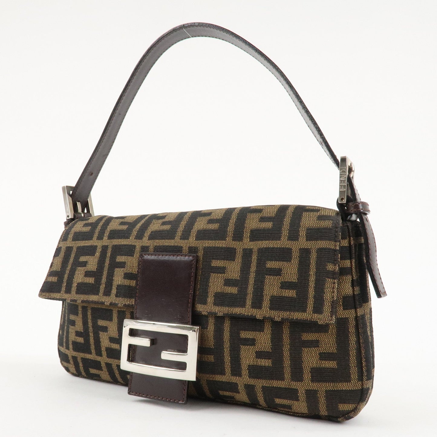 FENDI Mamma Baguette Zucca Canvas Shoulder Bag Brown 26424  d