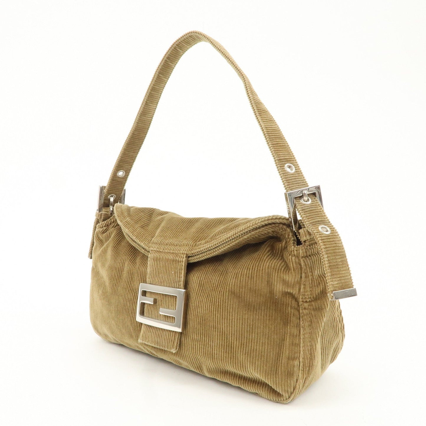 FENDI Mamma Baguette Corduroy Shoulder Bag Khaki 26725  d