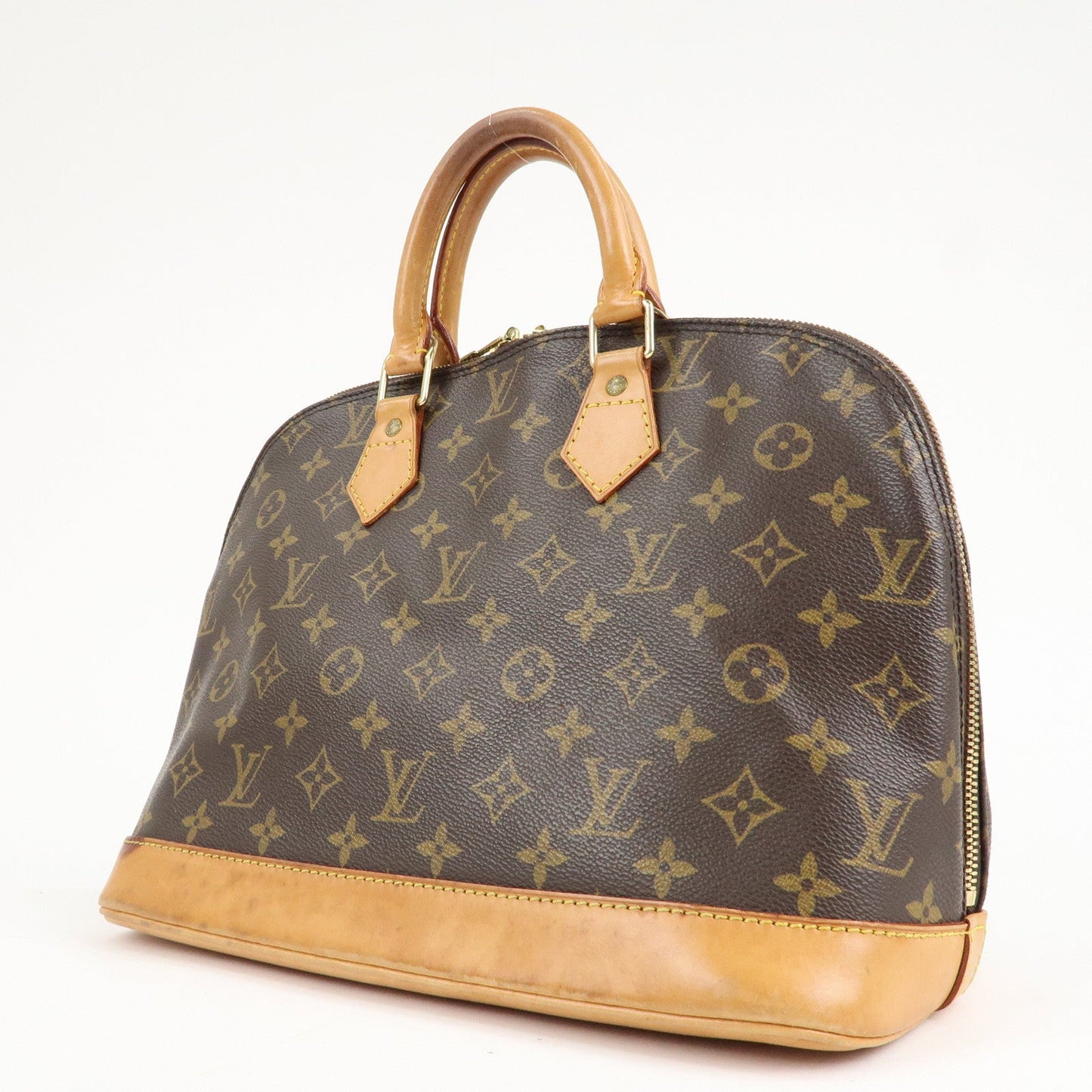 Louis Vuitton Monogram Alma Hand Bag Brown Gold Hardware M51130  d
