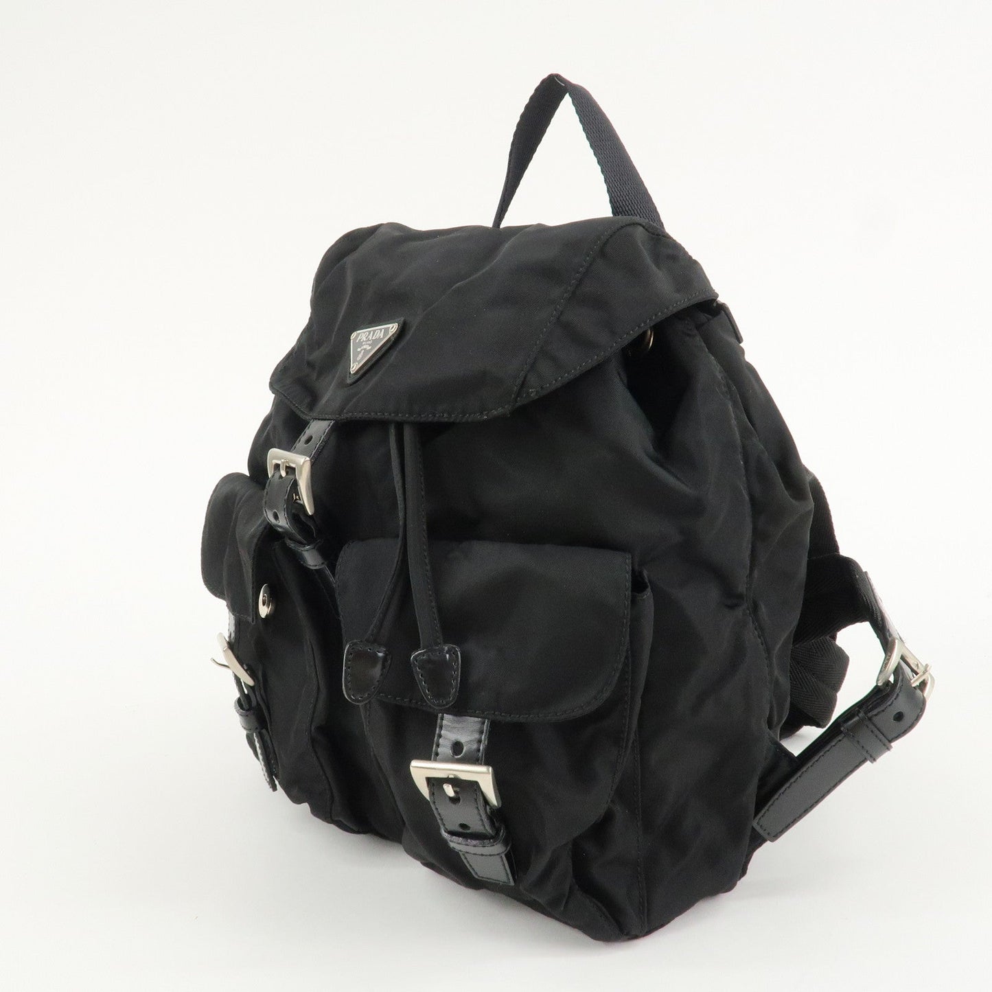 PRADA Triangle Logo Nylon Leather Back Pack Black B5885  d
