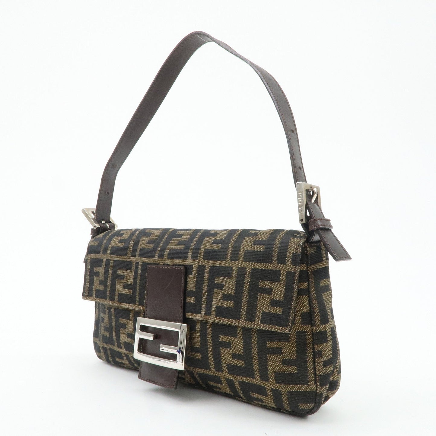 FENDI Mamma Baguette Zucca Canvas Leather Shoulder Bag 26424  d