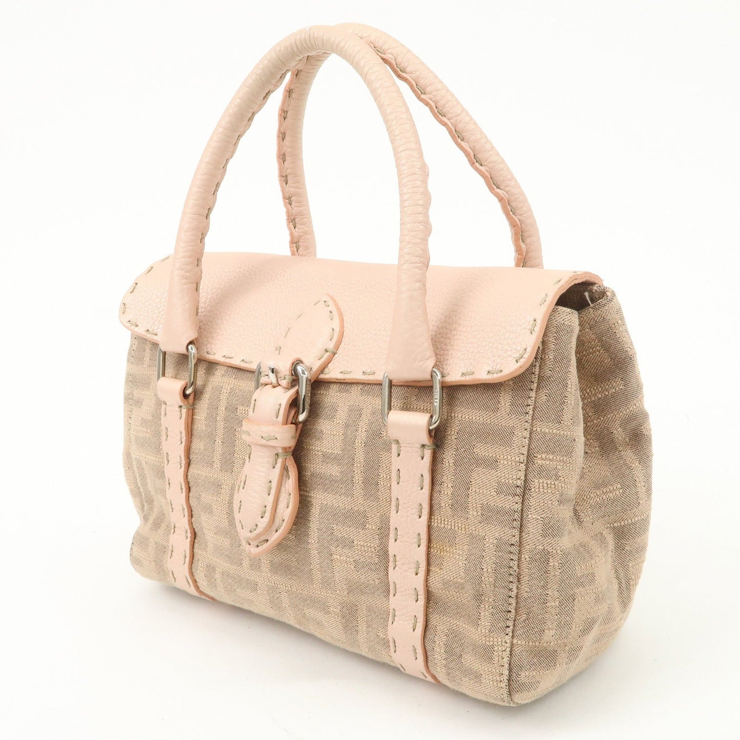 FENDI Zucca Selleria Leather Mini Linda Hand Bag Pink 8BR486  d