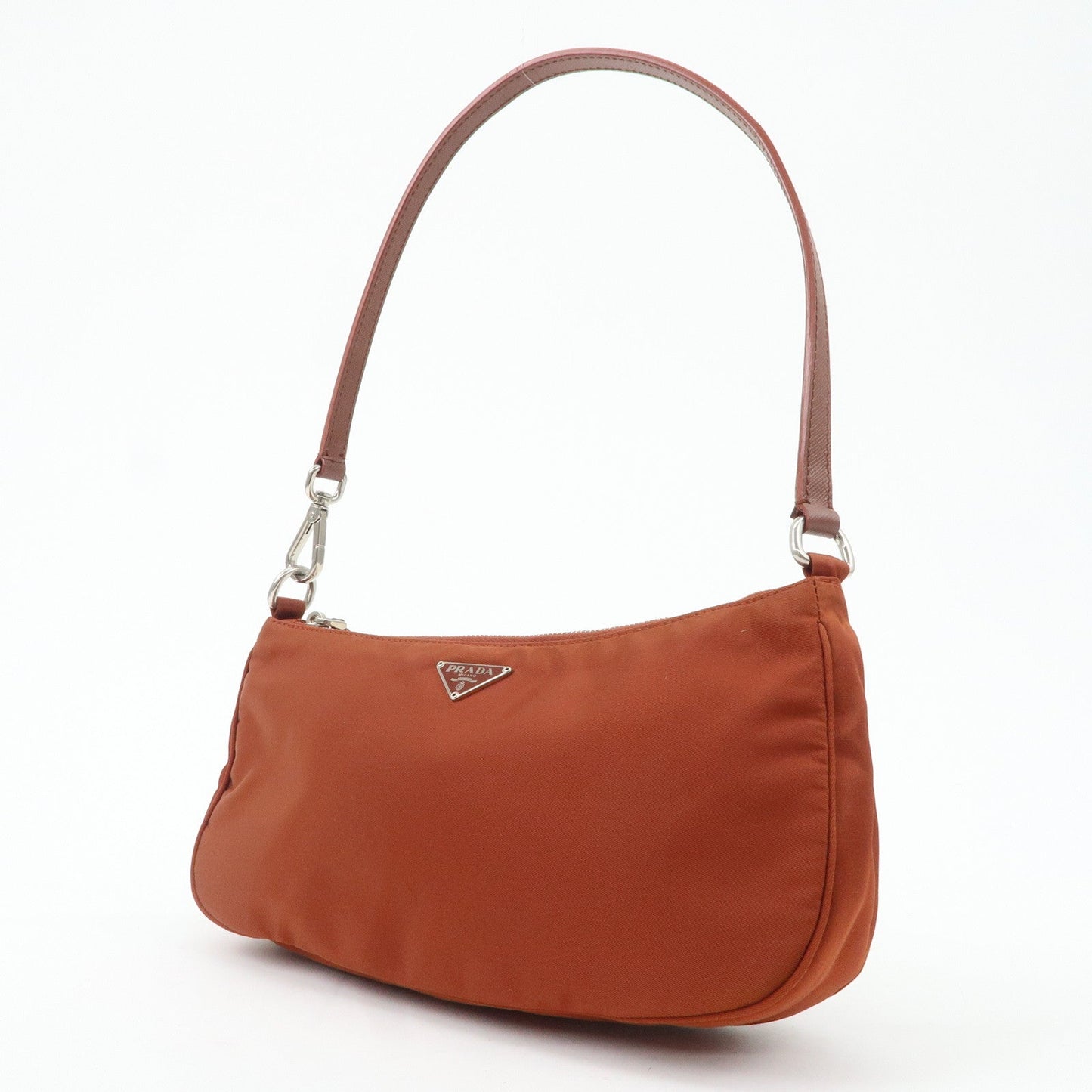 PRADA Logo Nylon Leather Shoulder Bag Hand Bag Pouch Brown  d
