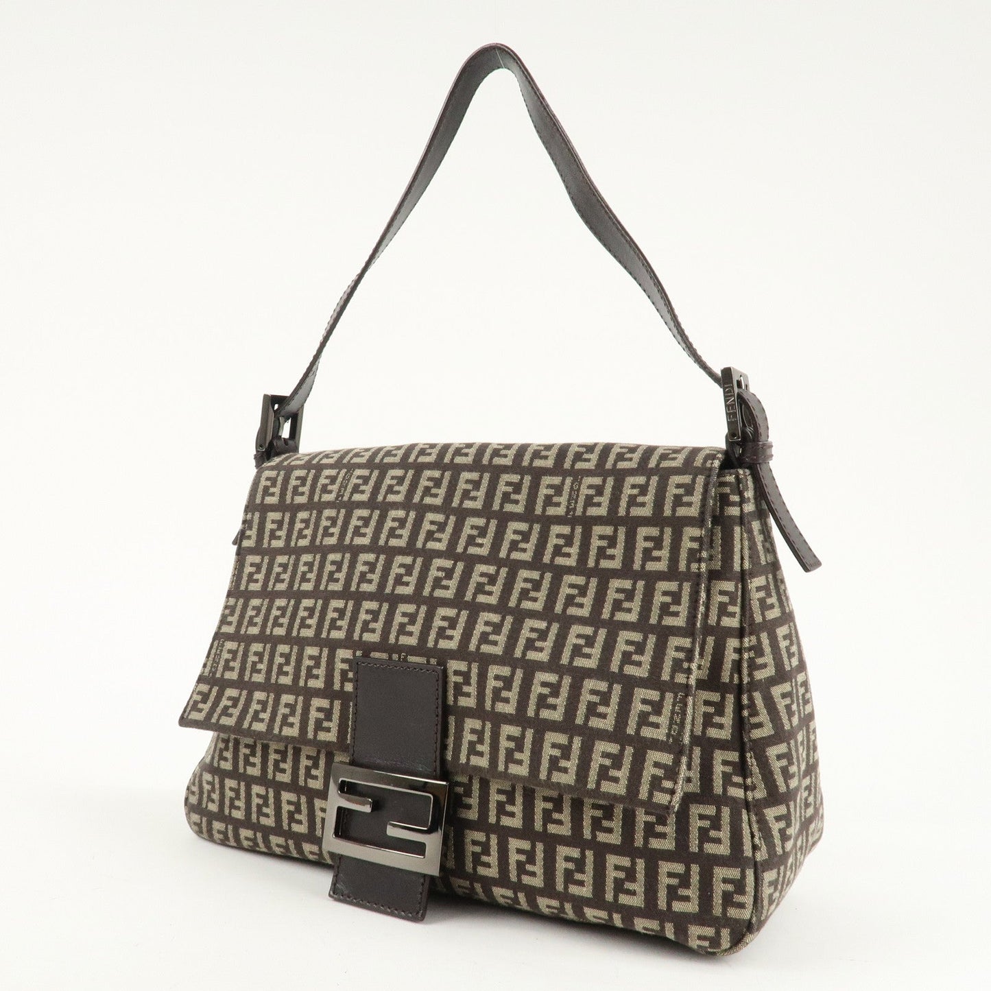 FENDI Mamma Bucket Zucchino Canvas Leather Shoulder Bag 8BR001  d