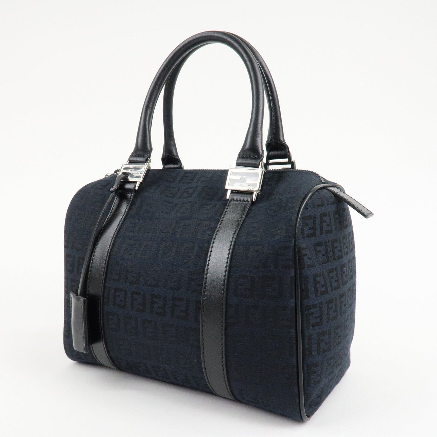 FENDI Zucca PVC Enamel Mini Boston Bag Black 8BL068  d