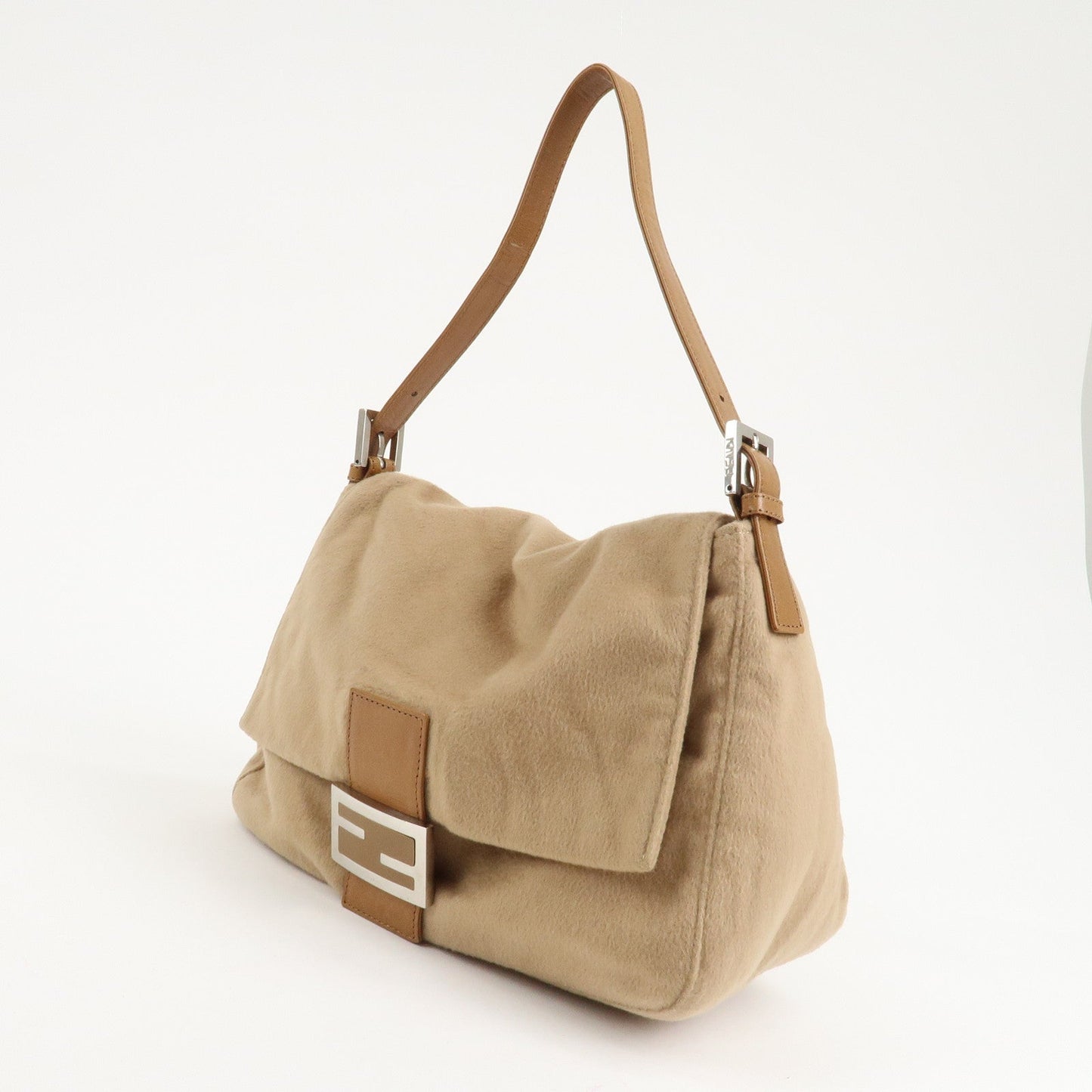 FENDI Mamma Baguette Cashmere Leather Shoulder Bag 26325  d