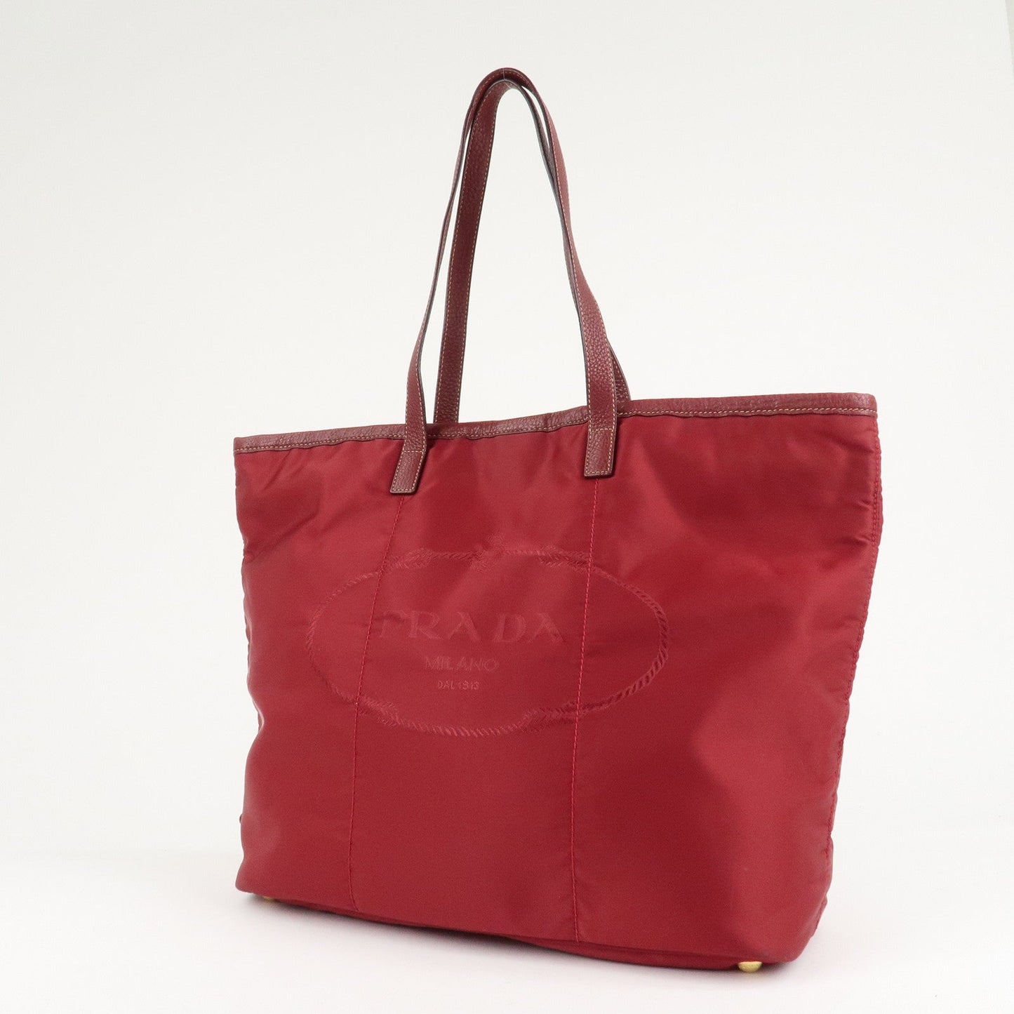 PRADA Logo Nylon Leather Tote Bag Shoulder Bag Dark Red BR4634  d