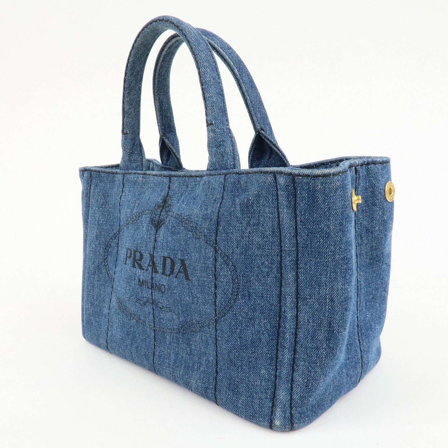 PRADA Canapa Mini Denim Leather 2Way Bag Tote Bag Blue 1BG439  d