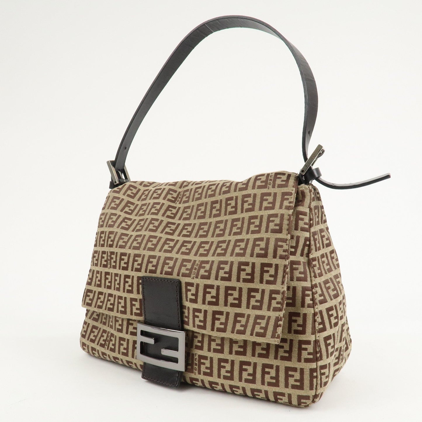 FENDI Zucchino Canvas Leather Mamma Bucket Shoulder Bag 8BR001  d