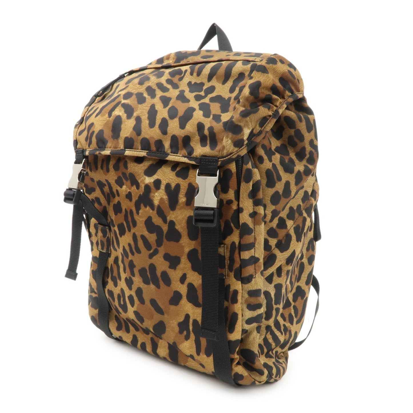 PRADA Nylon Leopard Print Back Pack Brown Black 2VZ062  d