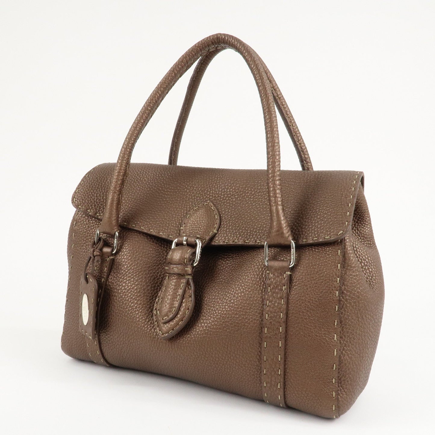 FENDI Selleria Leather Linda Hand Bag Brown 8BR547  d