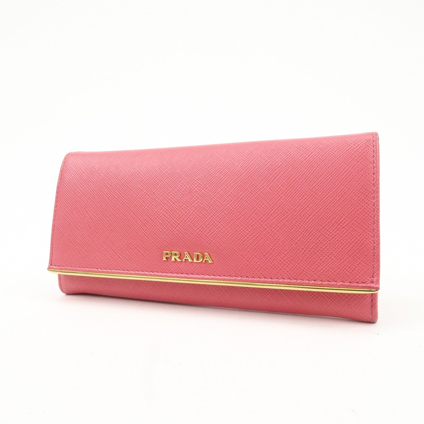 PRADA Saffiano Leather Bi Fold Long Wallet Pink 1MH132  d