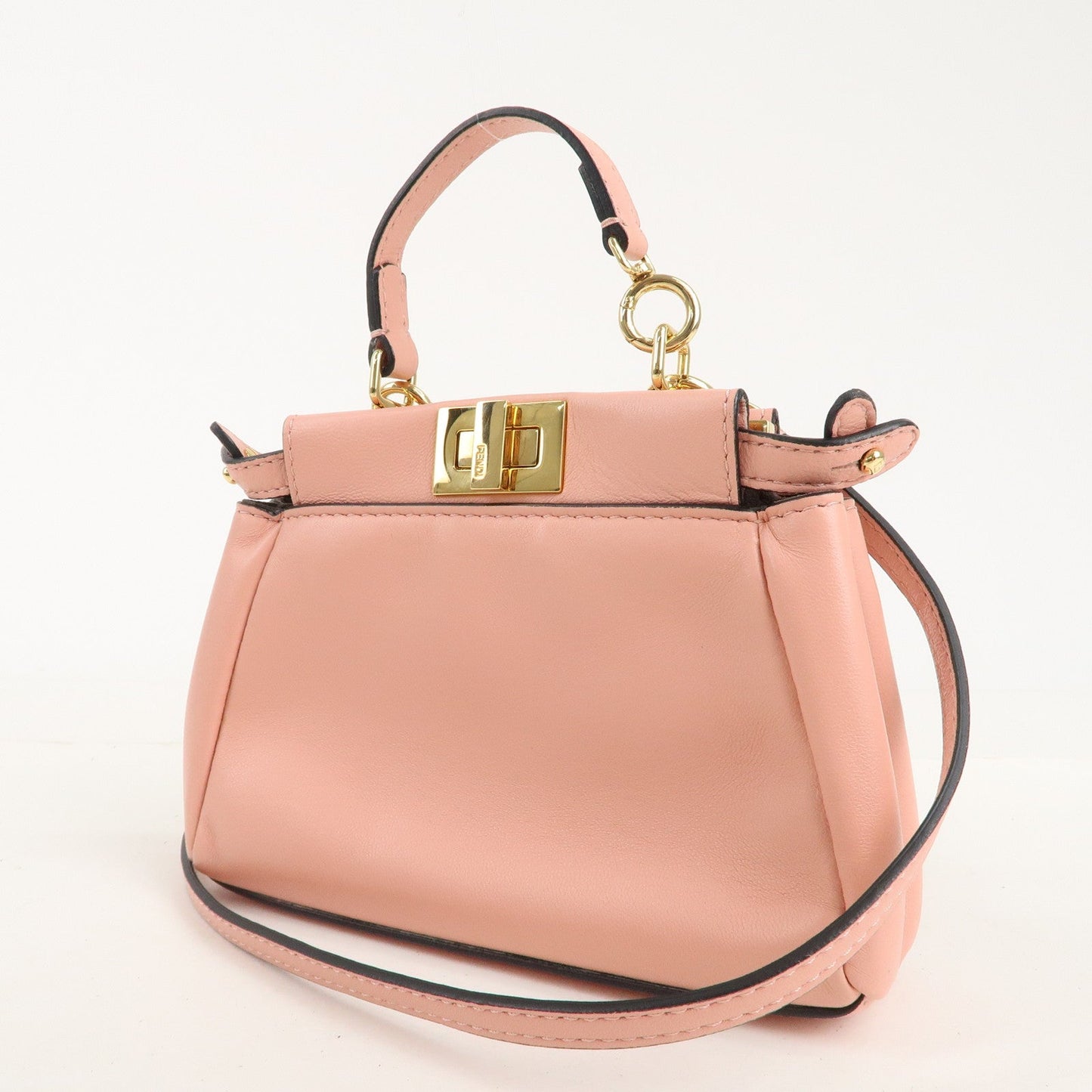 FENDI Micro Peekaboo Leather 2Way Bag Hand Bag Pink 8M0355