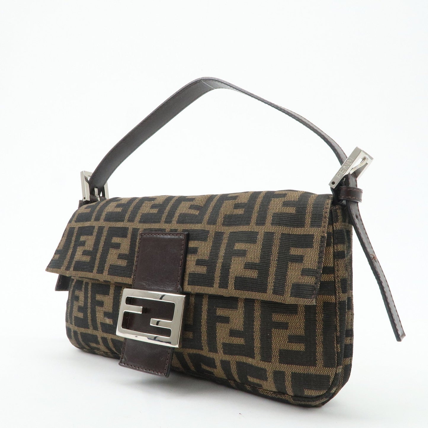 FENDI Mamma Baguette Zucca Canvas Leather Shoulder Bag 26424  d