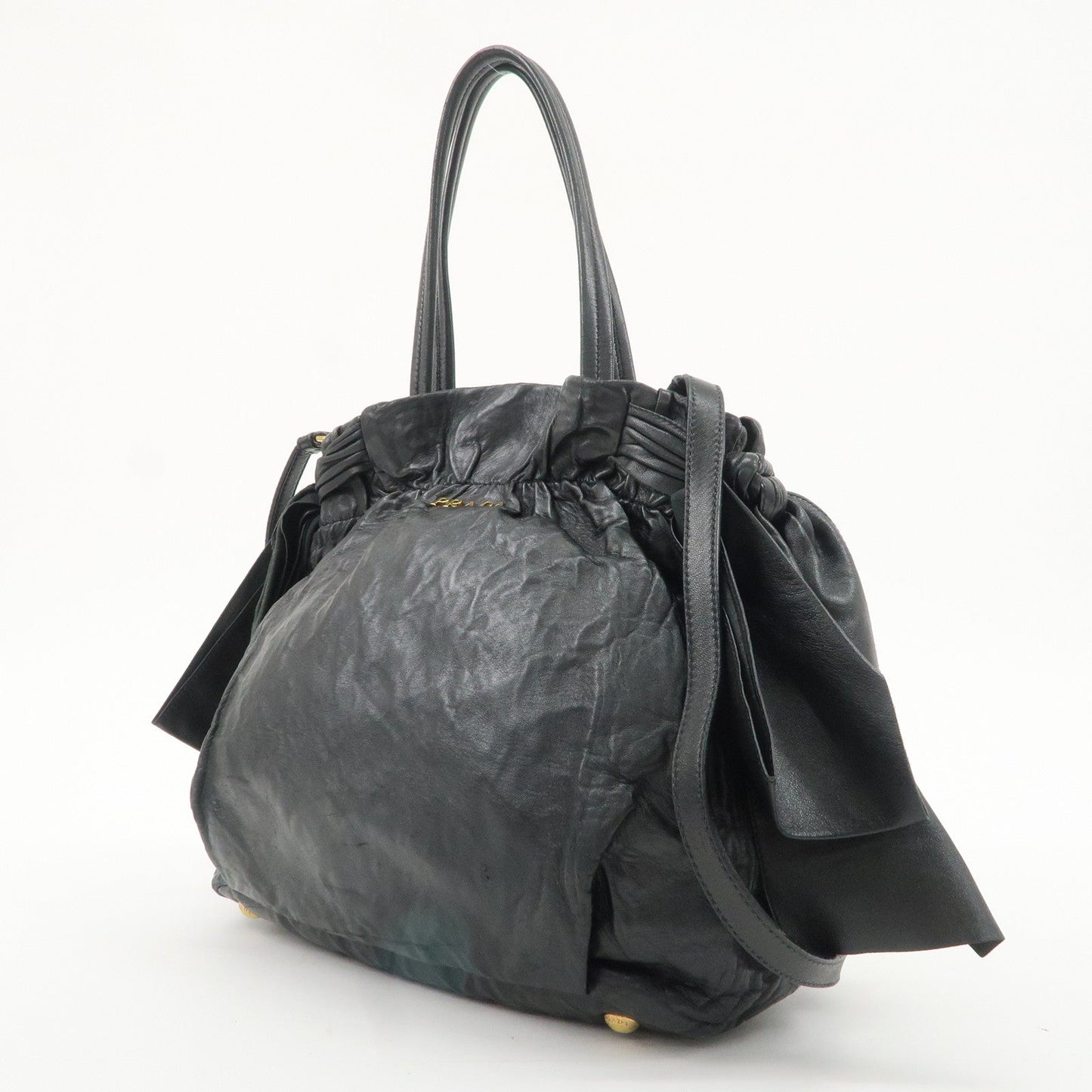 PRADA Leather Ribbon 2Way Bag Hand Bag Shoulder Bag BN1760  d