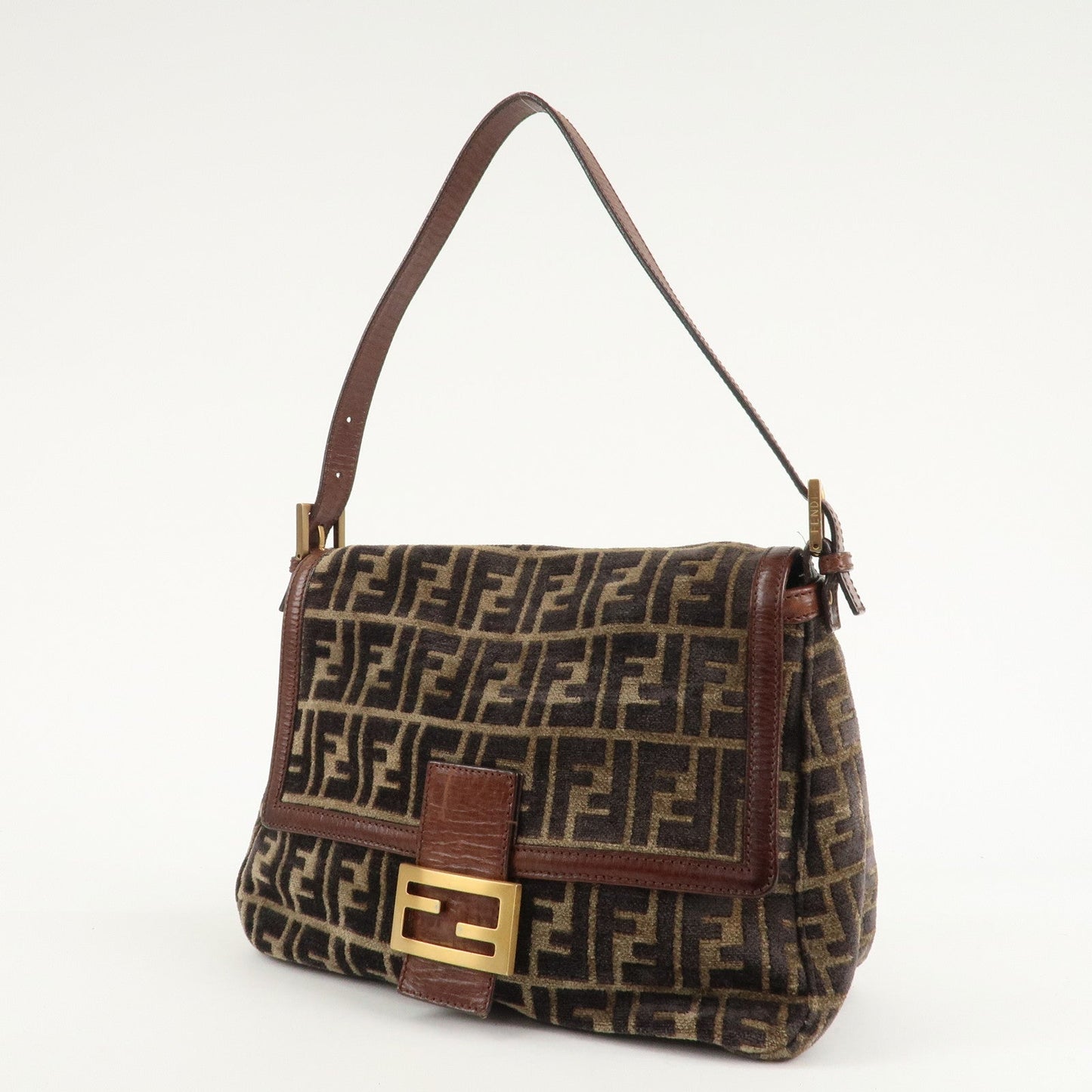 FENDI Mamma Baguette Zucca Pile Leather Shoulder Bag 8BR001  d