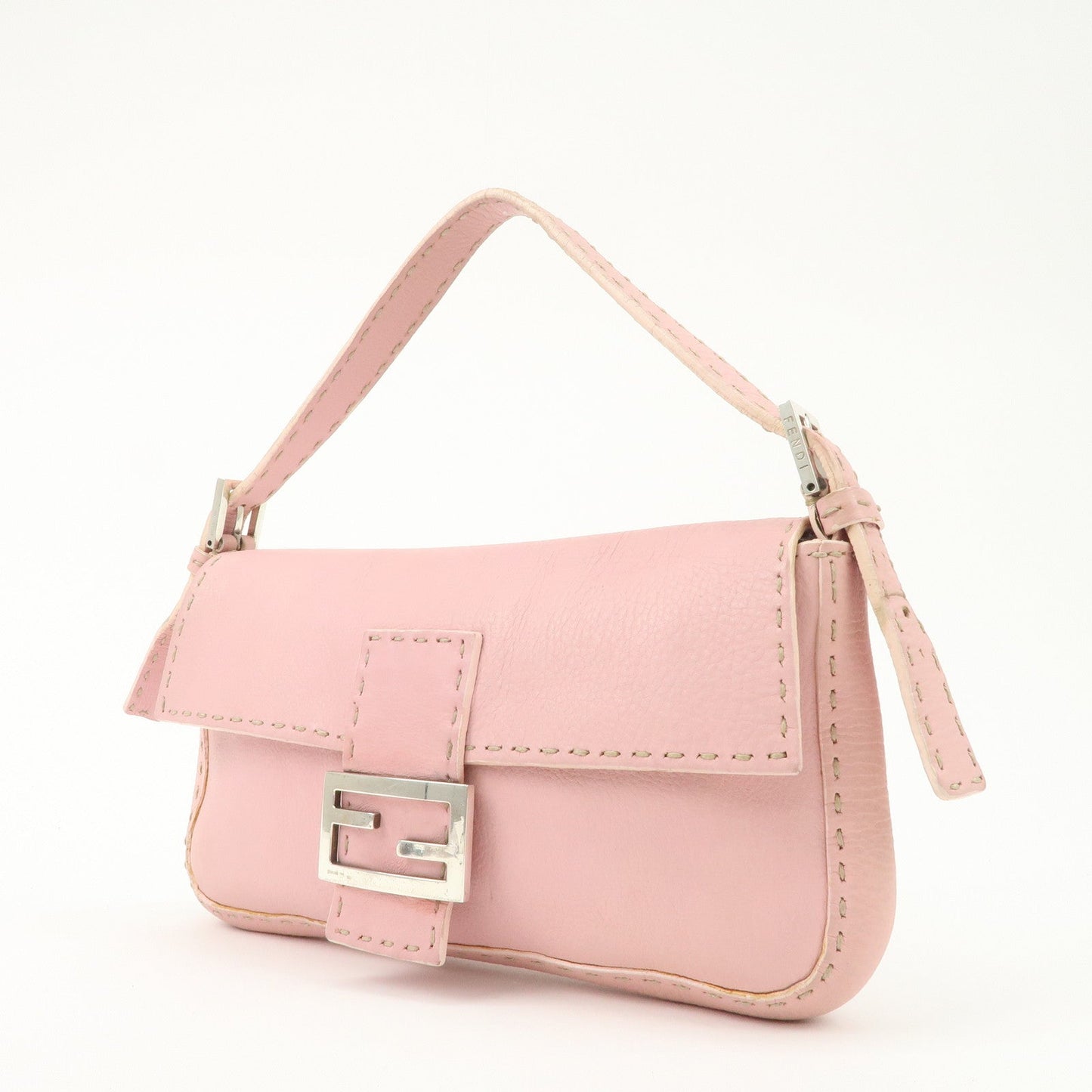 FENDI Selleria Mamma Baguette Leather Shoulder Bag Pink 8BR101  d