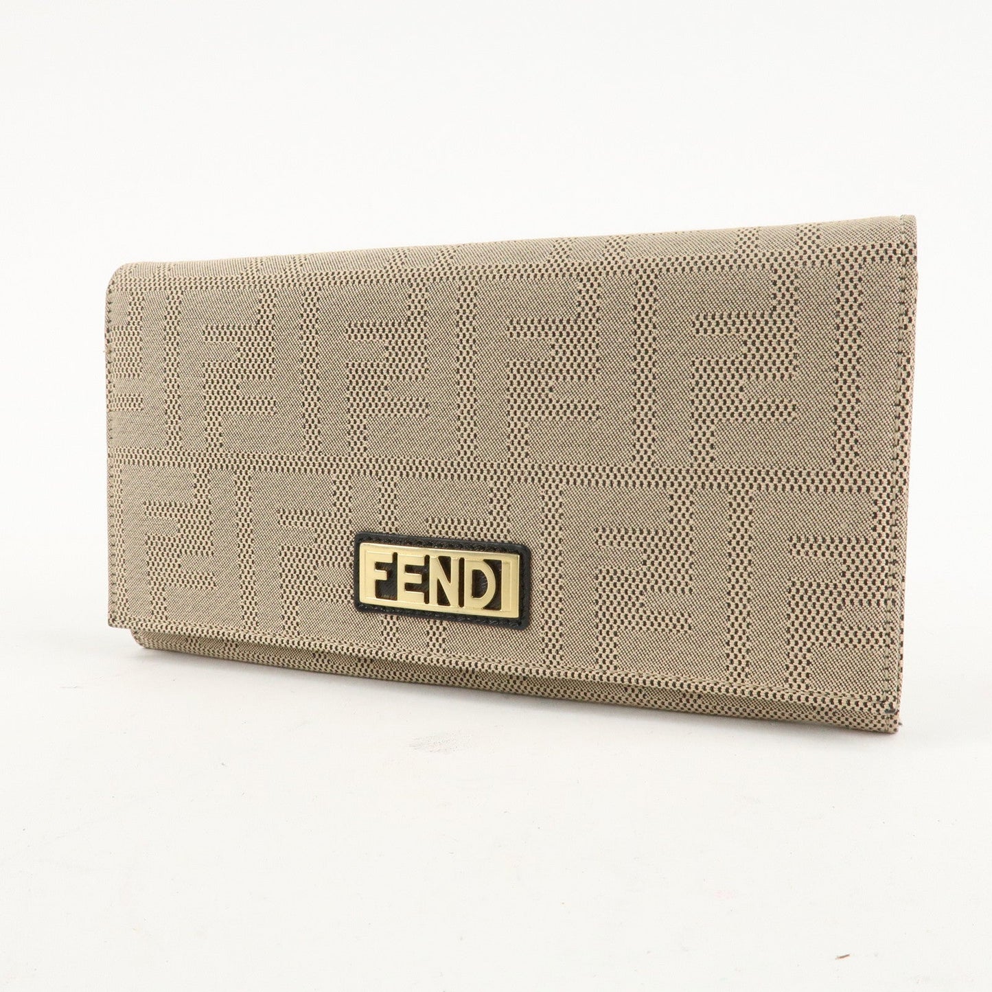 FENDI Zucca Print Canvas Leather Long Wallet Brown 8M0000  d