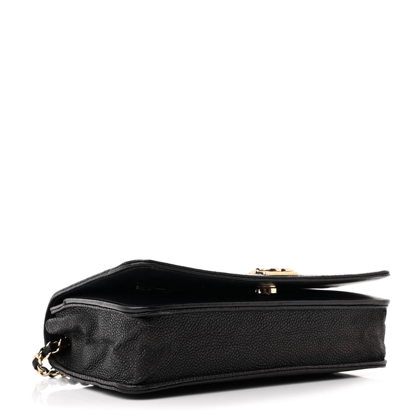 Chanel Caviar Chevron Quilted Boy Wallet On Chain WOC Black