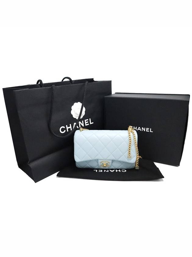 Chanel AS3114 Sky Blue Lambskin Gold Metal Mini Flap Petit Sac Chain Shoulder Bag Chanel