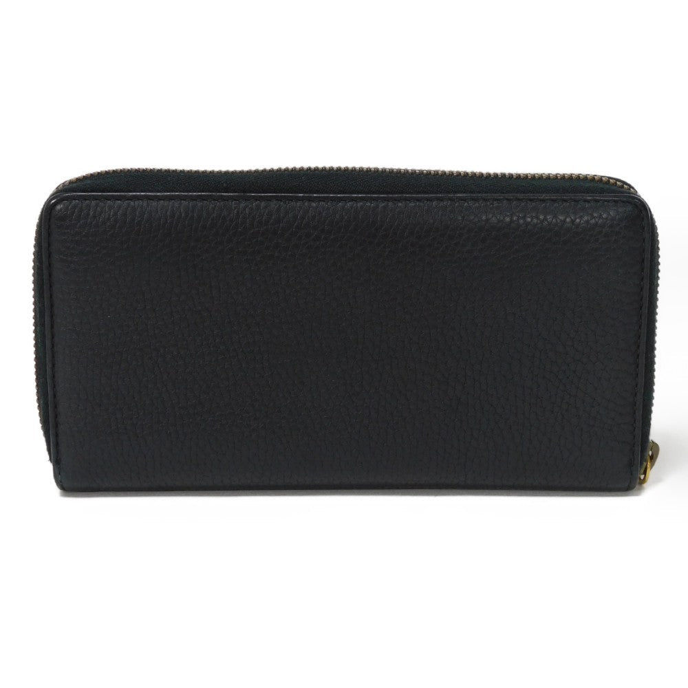 GUCCI Long Wallet Purse 409392 A7M0T 1000  Texture leather (embossed) black GG Marmont Zip around wallet Women(Unisex)