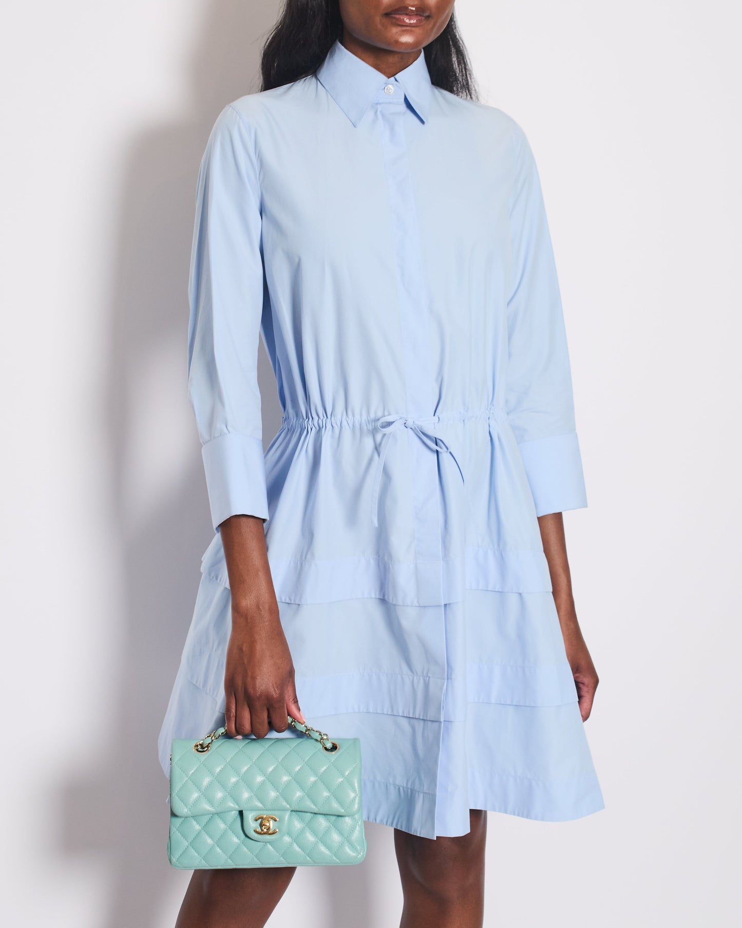 Ala•a Blue Long Sleeve Midi Dress with Back Cut Detail Size FR 36 (UK 8)