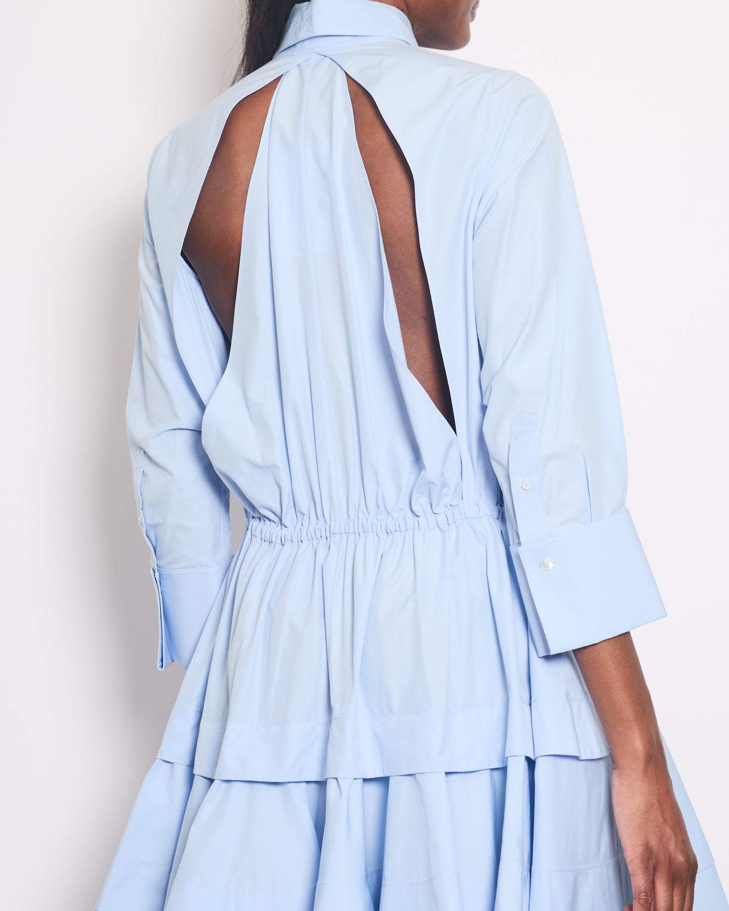 Ala•a Blue Long Sleeve Midi Dress with Back Cut Detail Size FR 36 (UK 8)