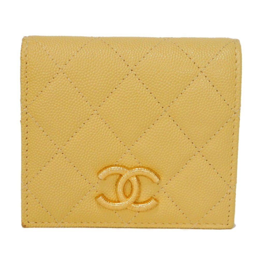 CHANEL Bifold Wallet AP3519 Grained shiny calfskin (embossed) Light yellow x light purple COCO Mark Small flap wallet Women  d