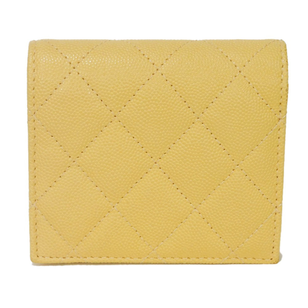 CHANEL Bifold Wallet AP3519 Grained shiny calfskin (embossed) Light yellow x light purple COCO Mark Small flap wallet Women  d