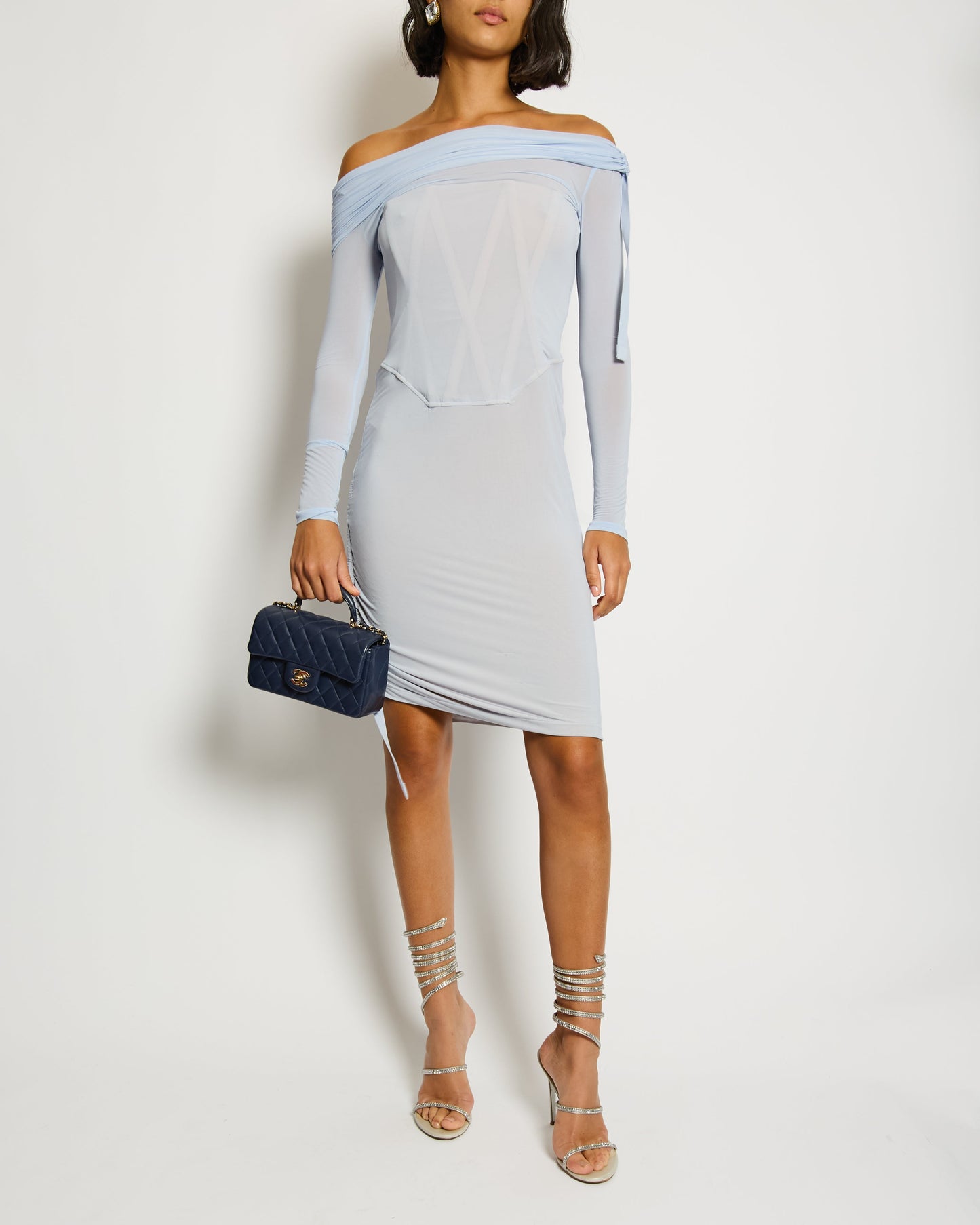 Dion Lee Lilac Long Sleeve Dress with Corset Detailing Size UK 10